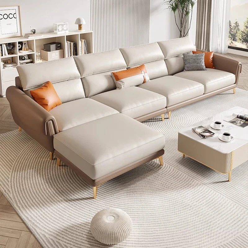 Modułowa kanapa Sofy do salonu Skórzane biuro Projektant Loveseat Lounge Sofy do salonu Sofa w kształcie litery L Wohnzimmer Wystrój pokoju