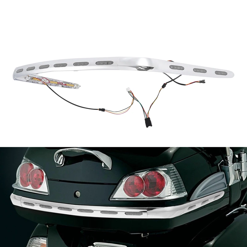 Motorcycle Rear Trunk Trims LED Light Clear Lens For Honda Goldwing GL1800 2001-2011 2002 2003 2004 2005 2006 2007 2008 2009 10