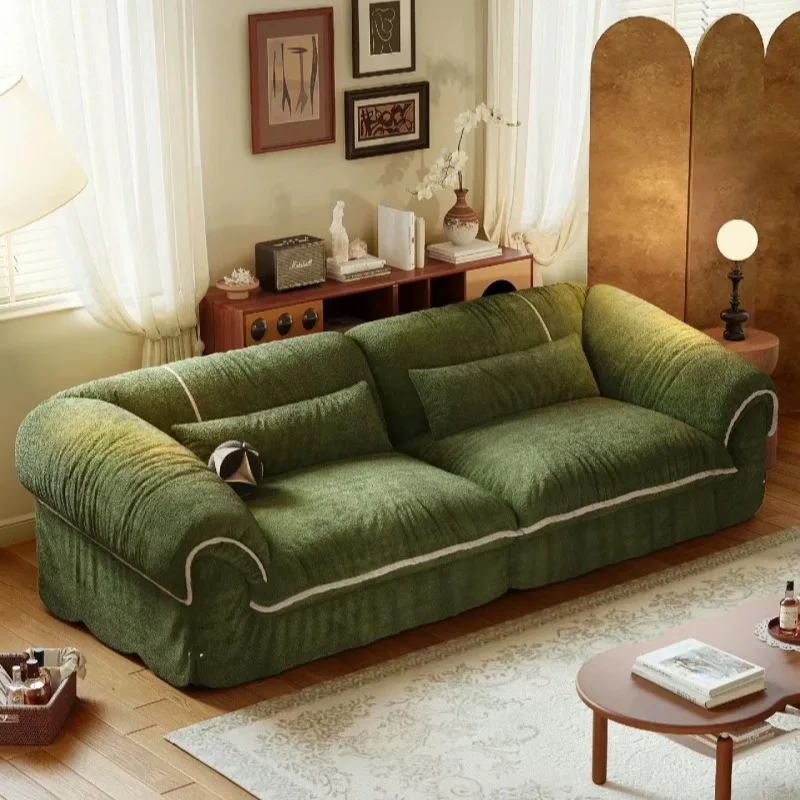 Sofa three-person straight-row chenille fabric environmentally friendly sofa