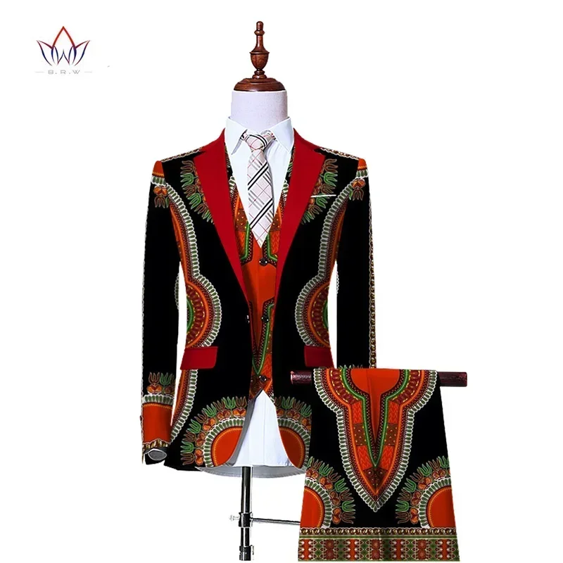 Veste et pantalon de cow-boy coupe couvertes pour hommes, blazers trempés, vêtements africains rétro pour messieurs, mariage, 6XL, WYN230, 3 pièces