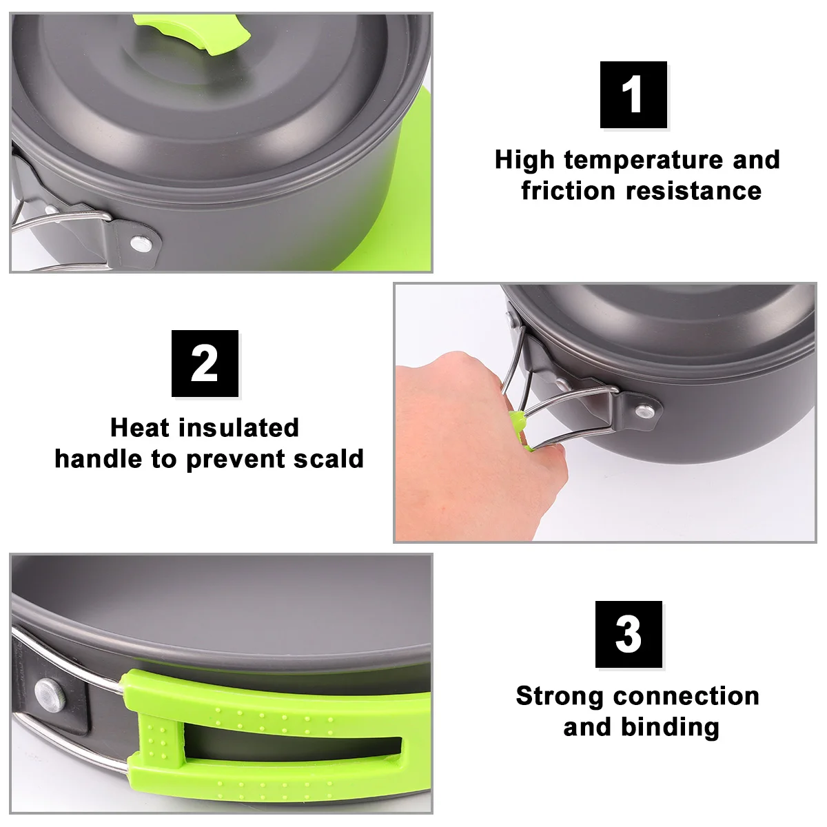 

Camping Cookware Set Portable Picnic Tableware Lightweight Durable Aluminum Alloy Hard Outdoor Cooking Tool Kit For 1 2