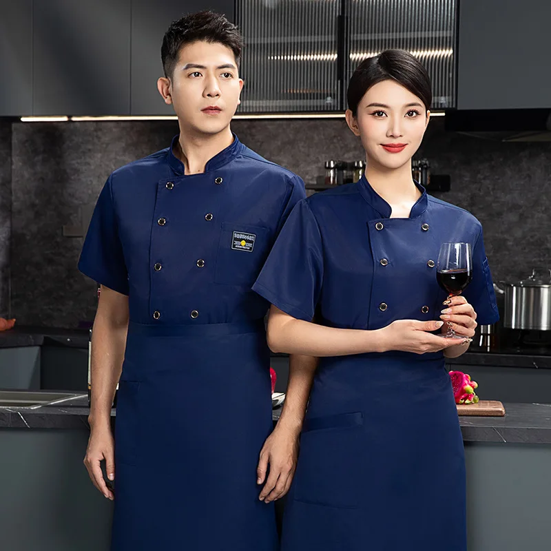 ホテルキッチン作業服夏用半袖レストランキッチンシェフスタッフベーキングペストリーシェフ作業服男性と女性用