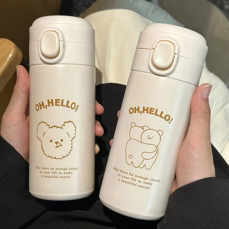 

320ml Cute Bear Thermal Water Bottle for Students Portable Stainless Steel Vacuum Flask Leakproof Thermos Kids Water thermos