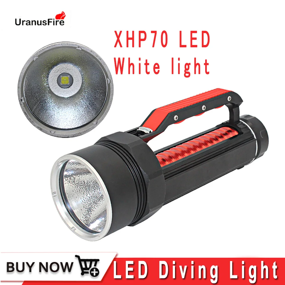 

Diving Flashlight Torch XHP70 LED High Brightness 5000 Lumens Underwater 100M Waterproof dive light torch White Light for diving