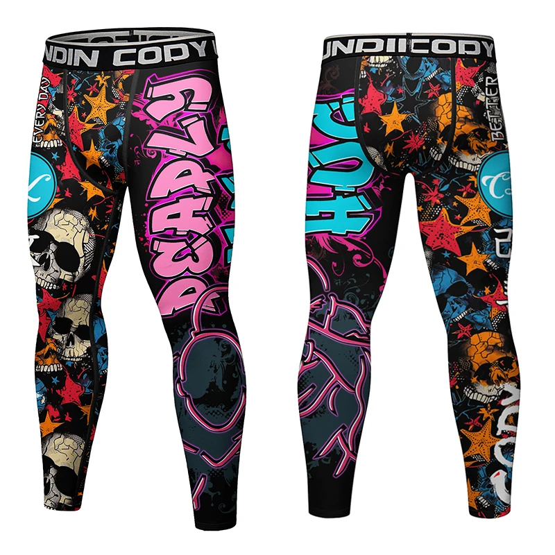Brand Adult Sport Men Running Tights MMA Compression Sport Pants Rashguard Boxing Sublimation Printed Exercise Training Leggings