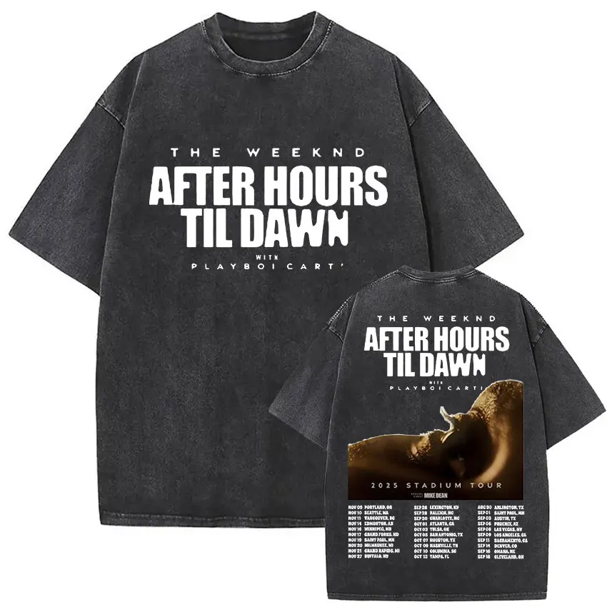 Винтажные потертые футболки The Weeknd After Hours Til Dawn Tour 2025 для мужчин и женщин, одежда в стиле Харадзюку, хлопковая футболка большого размера, подарок для фанатов Винтажные потертые футболки The Weeknd After Hours Til Dawn Tour 2025 для мужчин и женщин, одежда в стиле Харадзюку, хлопковая футболка большого размера, подарок для фанатов