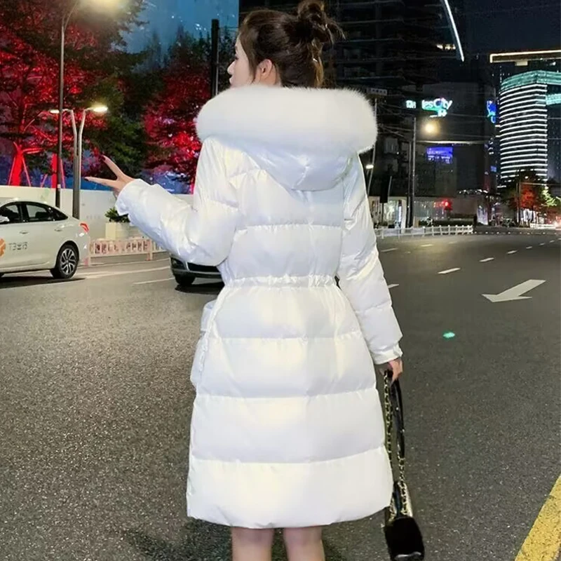 New 2023 Female Winter Waterproof Long Parkas Cotton Padded Jacket Women Hooded Thick Warm Snow Coat Fashion Oversized Outerwear