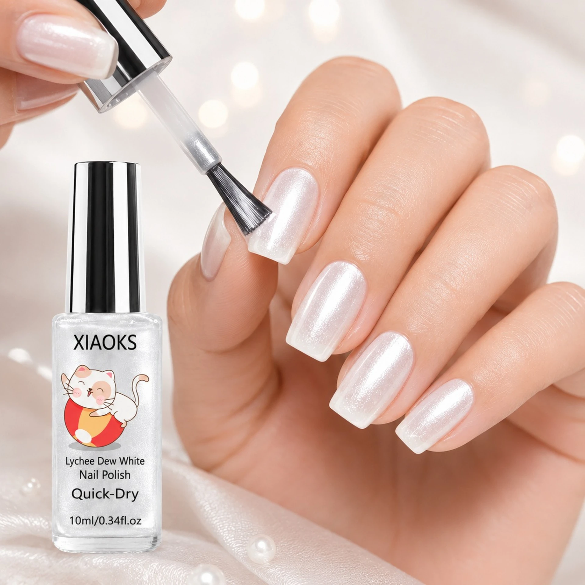 Kitten lychee dew white nail polish is easy to apply easy to dry no baking repair long-lasting fixed color manicure