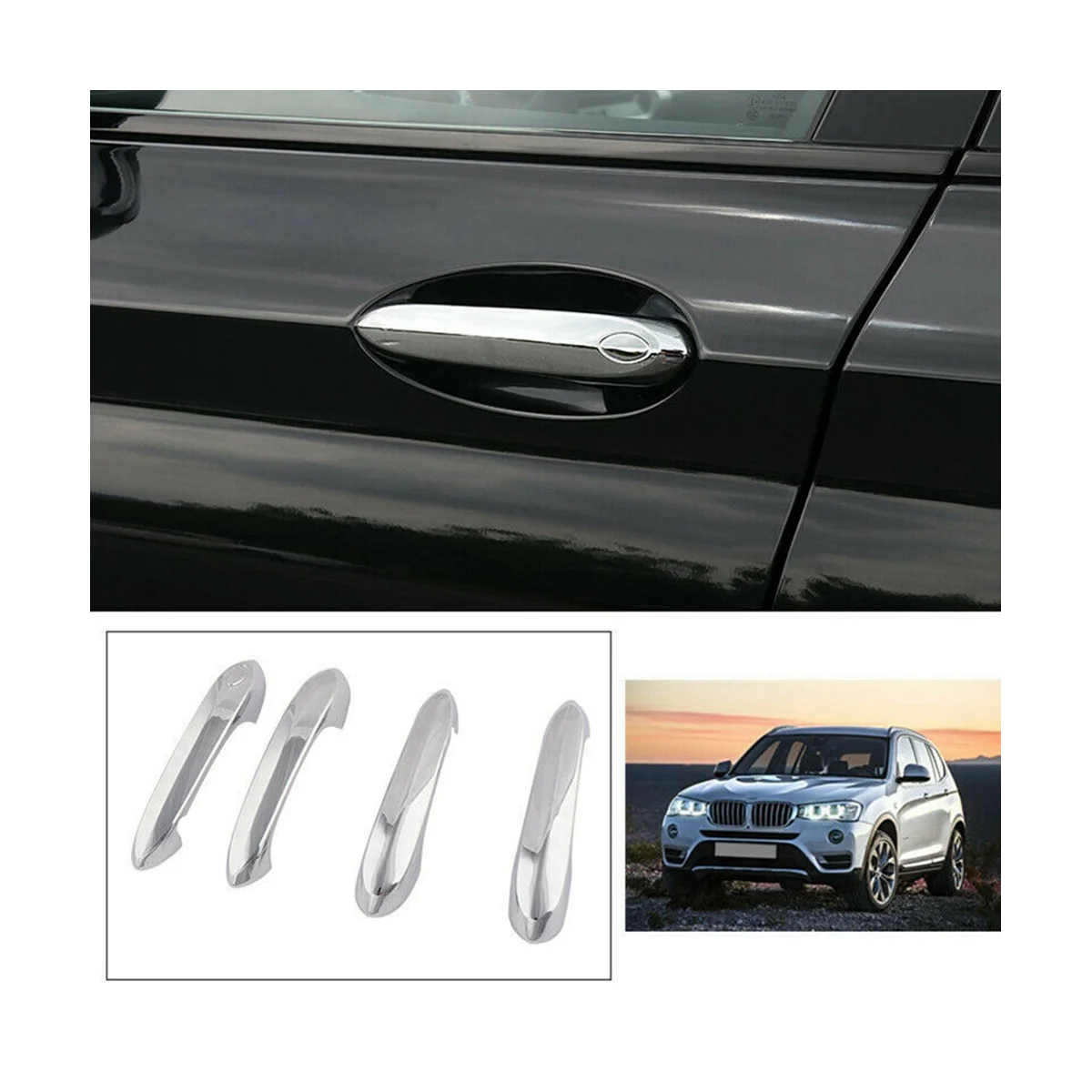 

4PCS Car Chrome Outer Door Handle Cover Trim for BMW X3/X4/X5/X6/X7/M5/3/5/6/ G01 G02 G05 G06 G07 Puller Handles Sticker