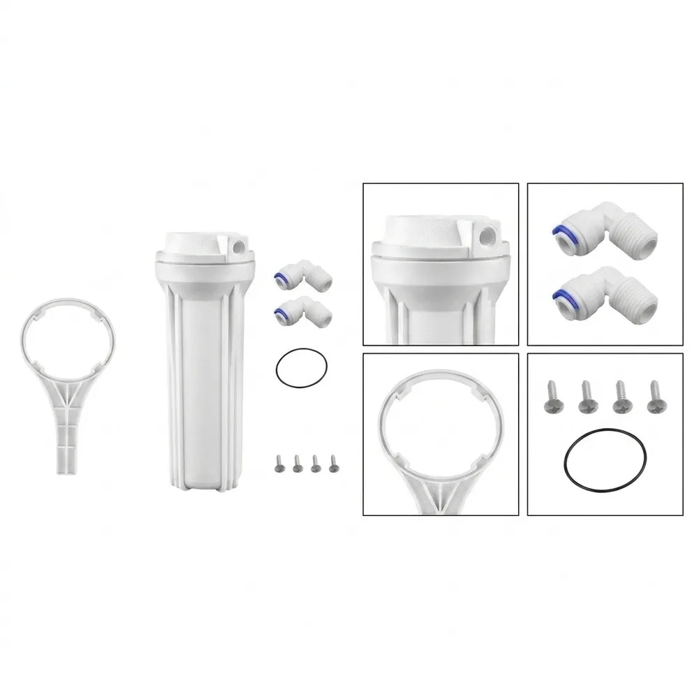 For 10 Inch For Reverse Osmosis Water Filter Housing for For 1/4 inch to 2.5 inch Port RO Systems with O Rings Wrench Fittings
