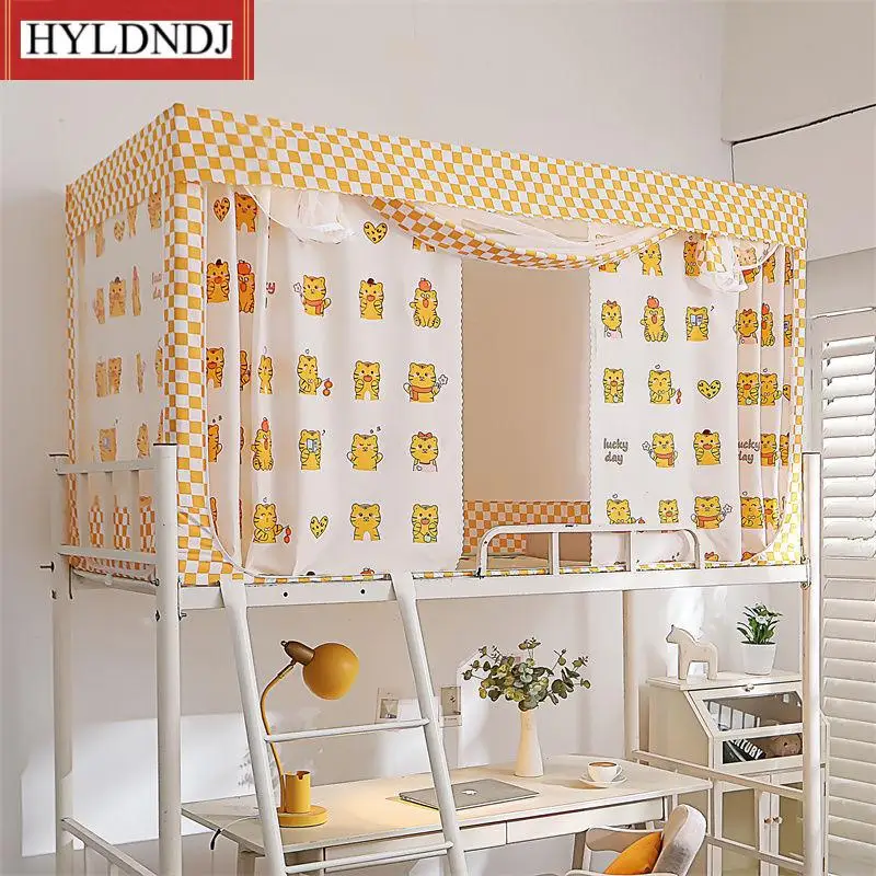 

Kids Student Dormitory Blackout Canopy with Frame Bed Curtains Anti-Mosquito Up Lower Bunk Tent Single Double Bed Mosquito Net