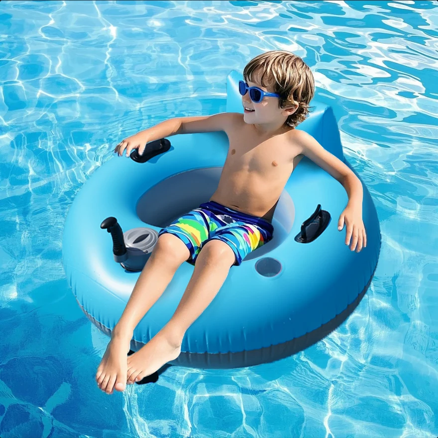

IP68 Waterproof Electric Swimming Ring Dual Speed PVC Foldable Inflatable with DC Motors for Adults Kids to Have Fun Beach/Pool