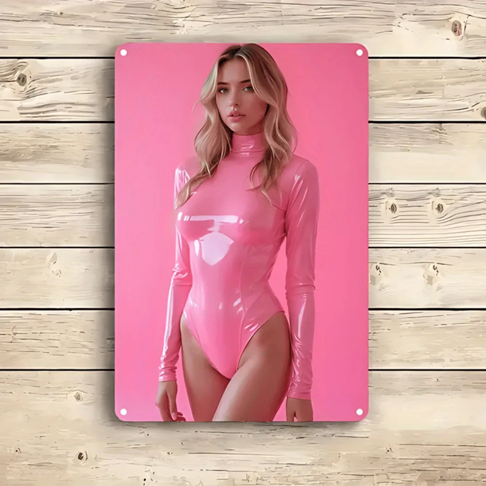 Flaches 2D-Frauenporträt zum Aufbügeln für Raumdekoration, Design mit rosa Hochzeitskleid, Wärmeübertragung, einfach anzubringen