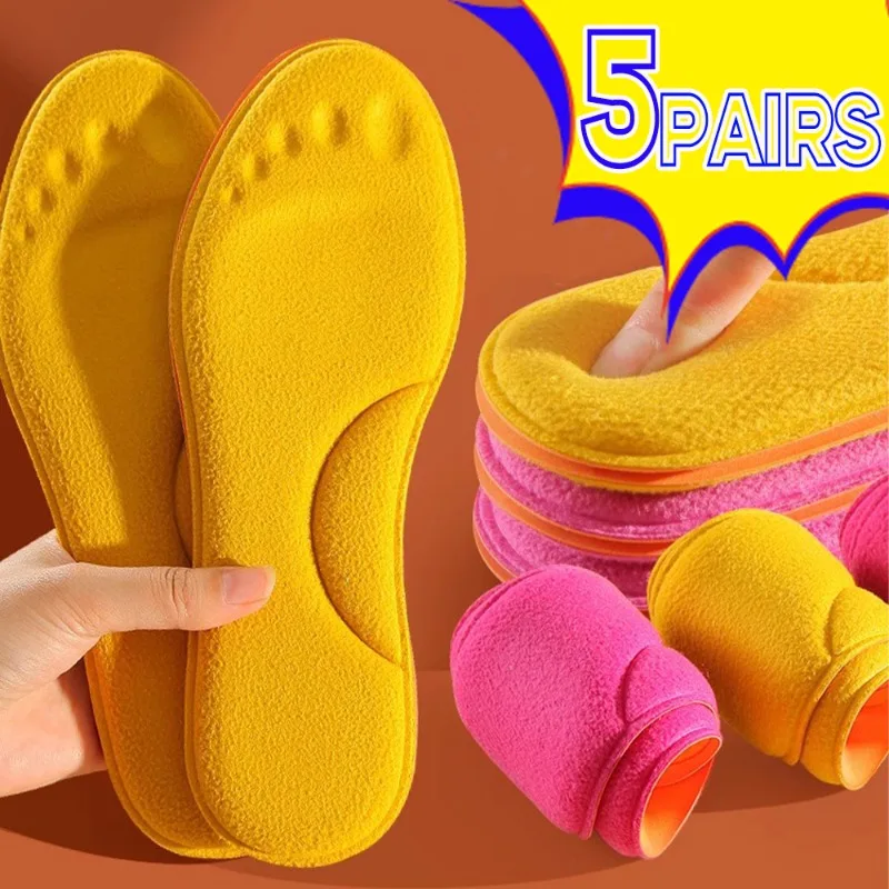 5Pairs Winter Self Heating Insoles Thermostatic Thermal Insole Massage Memory Foam Arch Support Shoe Pad Heated Pads Men Women