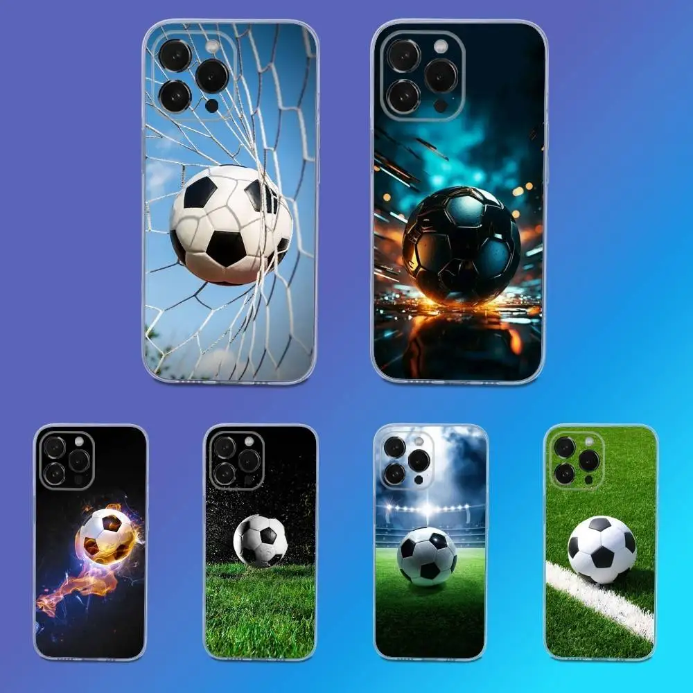 

Football Soccer Phone Case For iPhone 16,15,14,13,12,11 Pro,Max,Plus,X,XS,XR,SE,Mini Transparent Silicone Soft