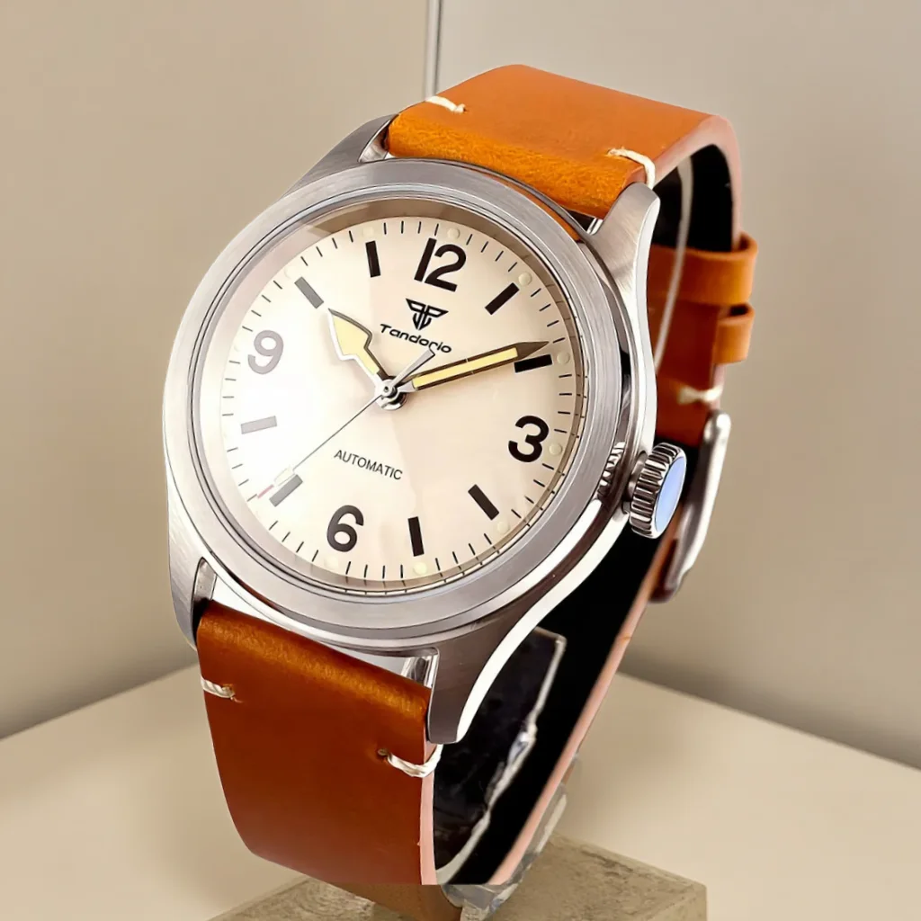 Reloj Mecánico de Buceo Tandorio de 38 mm, Militar, Japonés, NH35A PT5000, para Hombre, Resistente al Agua hasta 200 m, Cristal de Zafiro Abombado, Color Crema, Negro, Vintage