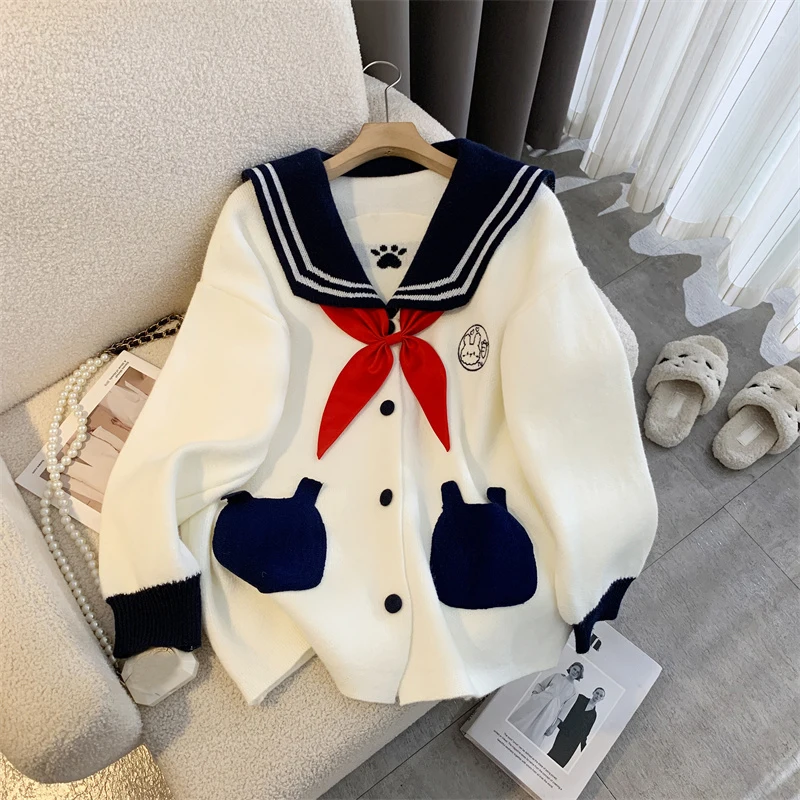 

2024 Autumn New Kawaii Cardigan Women Clothing JK Preppy Style Cute Cardigans Student Uniform Outerwears Winter Sweater Tops