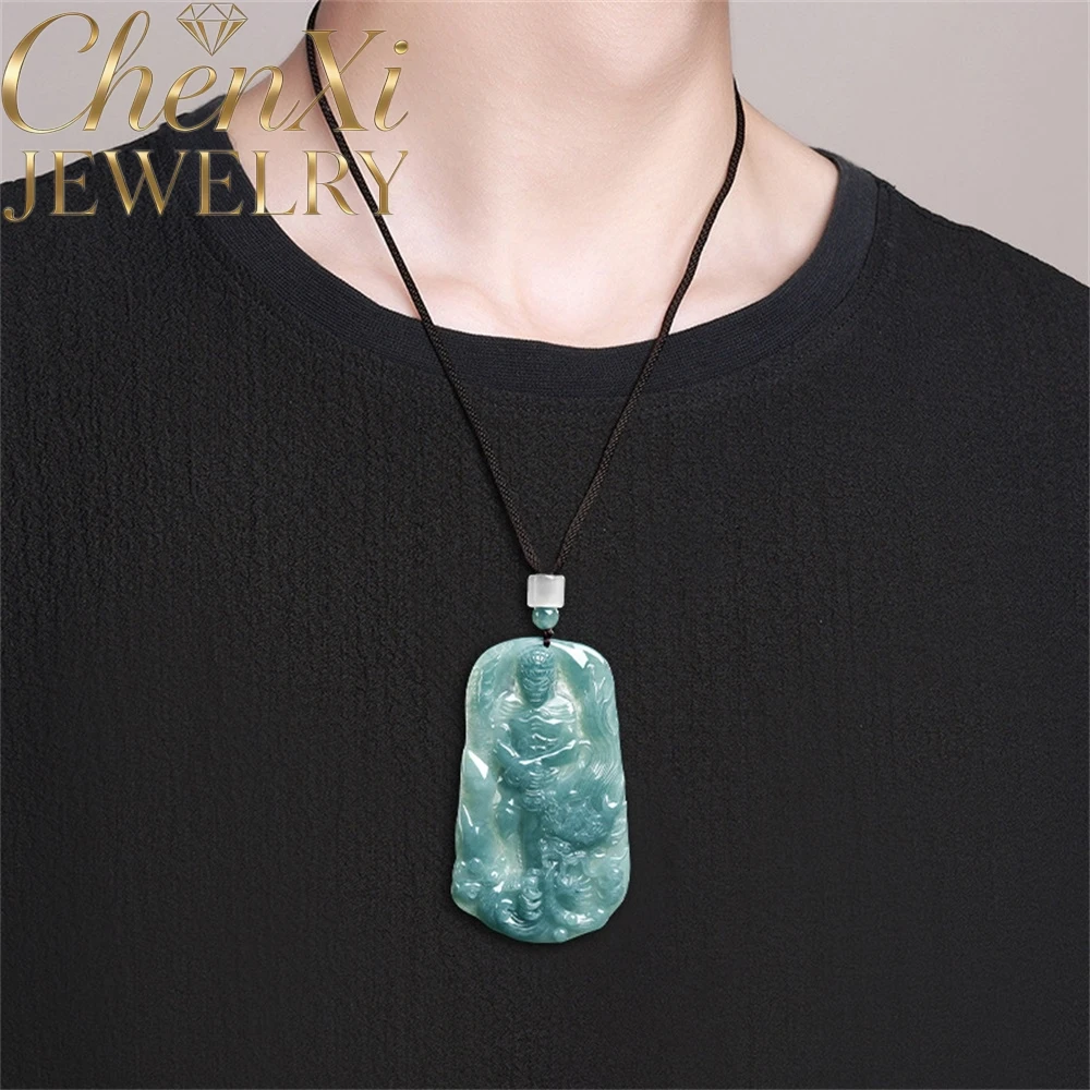 

S925 Silver Clasp Inlaid With Natural Ice Blue Water Jadeite Dragon Immovable King Pendant Luxury Quality Fashion Fine Jewelry