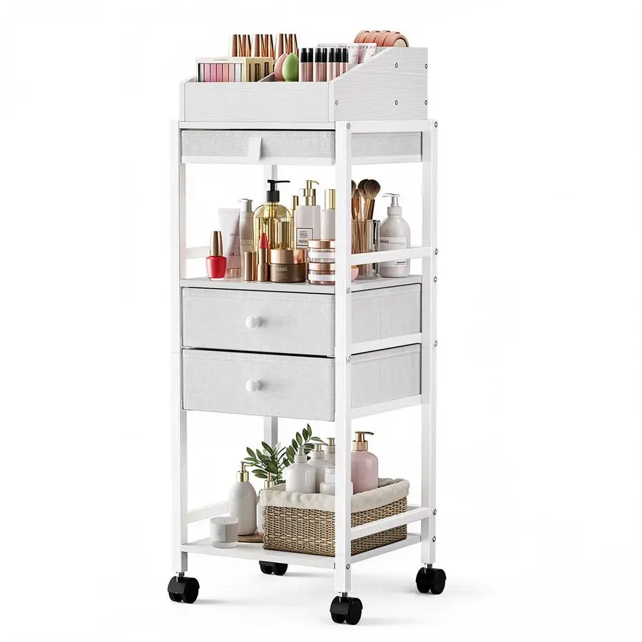 

Makeup Organizer Cart, Floor Skincare Organizers, Makeup Storage with Drawers, Vanity Organizer Cosmetics Display Cases Holder f