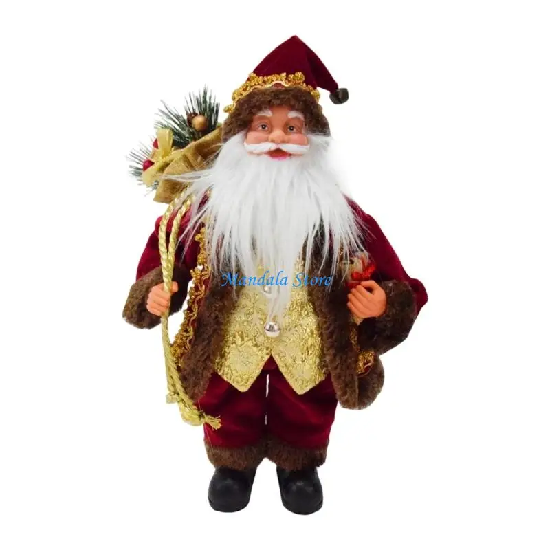

U2JC 14.96In Santa Clauses Doll Christmas Standing Santa Figurines Figure Decorations