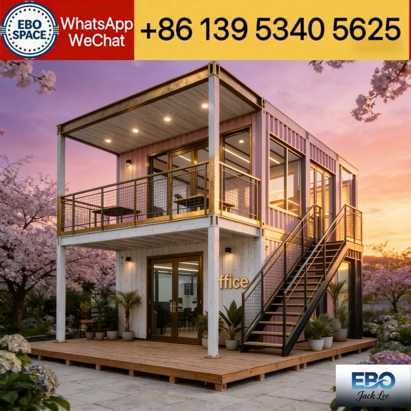 EBO double-wing expandable folding house prefabricated luxury villa outdoor holiday container with shower and kitchen