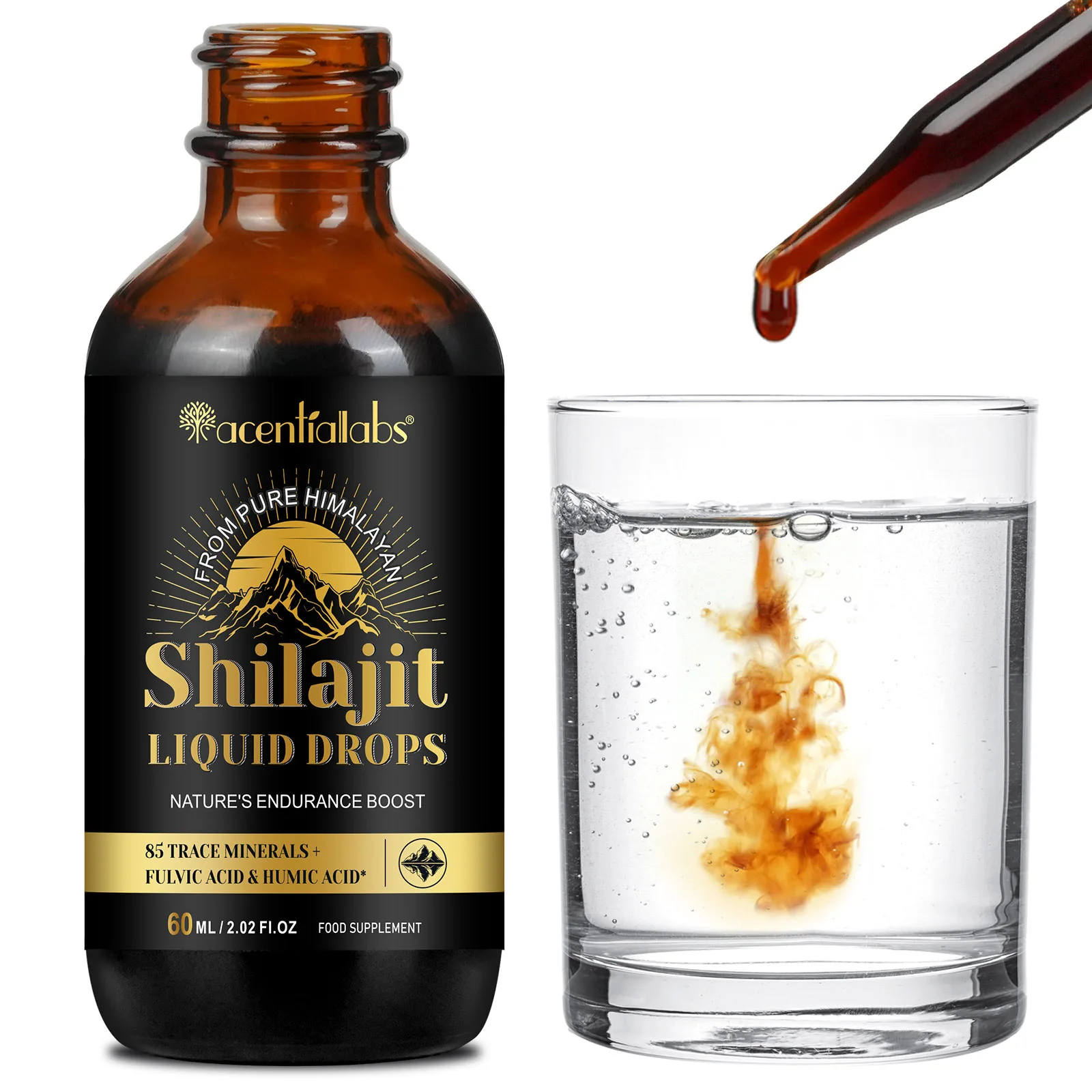 

Pure Himalayan Shilajit Liquid Drops 85+ Trace Minerals & Fulvic Acid Supplement Boosts Energy, Immunity & Stamina | 60ml Vegan