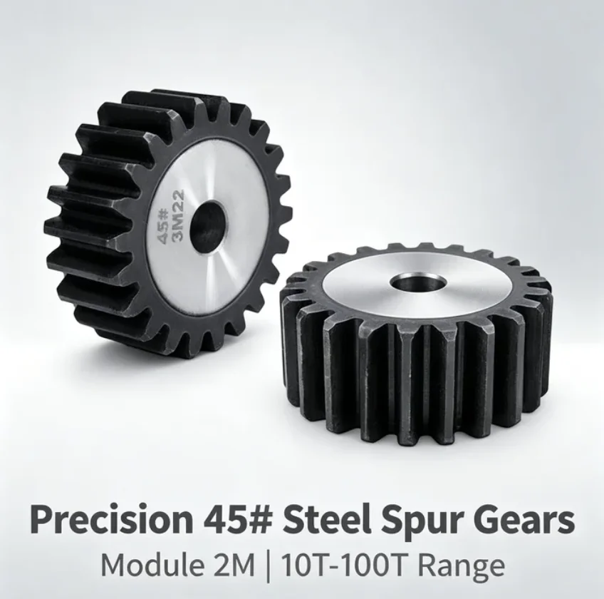 2M 45# Steel Spur Gear 10 15 20-25Teeth 20mm Thick Precision Cylindrical Gear for Cylinder Motor Drive & Mechanical Transmission