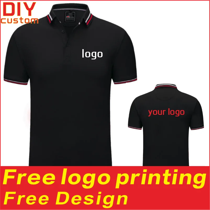 

100% linen cotton polo shirt, T-shirt, breathable collar, short sleeved, custom printed logo, embroidered men's and women's work
