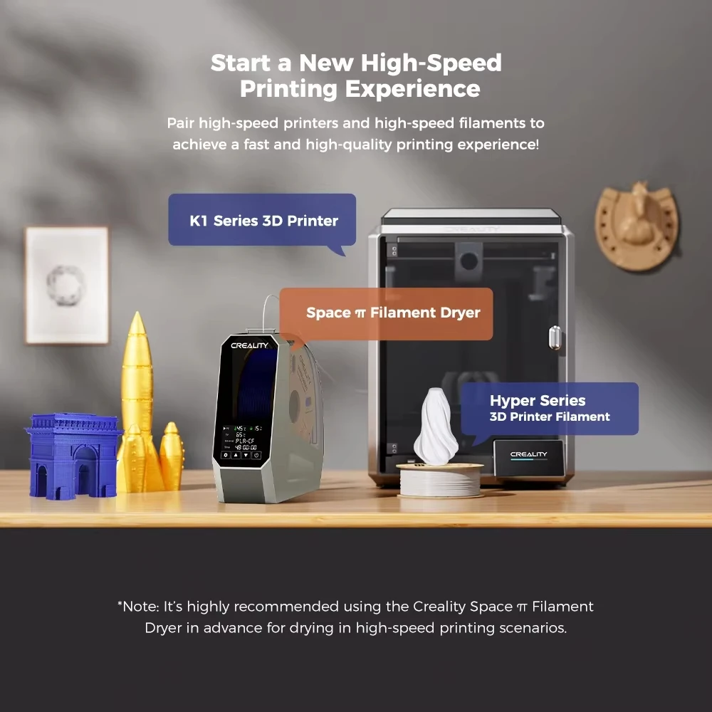 Suszarka do filamentu Creality Space Pi/Plus, pojemność 1 kg, przechowywanie filamentu, utrzymuje suchość, regulowana temperatura 45°C ℃ -70 ℃   Ogrzewanie gorącym powietrzem 48h