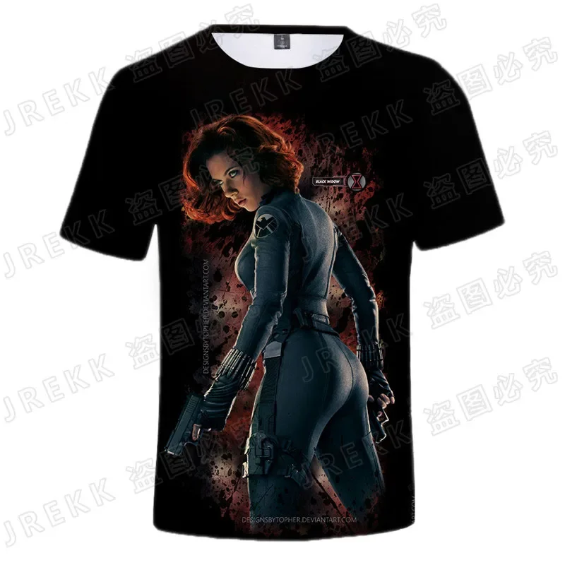 Summer Marvel The Avengers 3D T shirt Teen  Children Streetwear Black Widow Printed T-shirts Boy Girl Kids  Cool Tops Tee