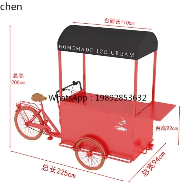 

u20mobile stall night market mobile coffee cart upside down donkey tricycle home decoration accessories