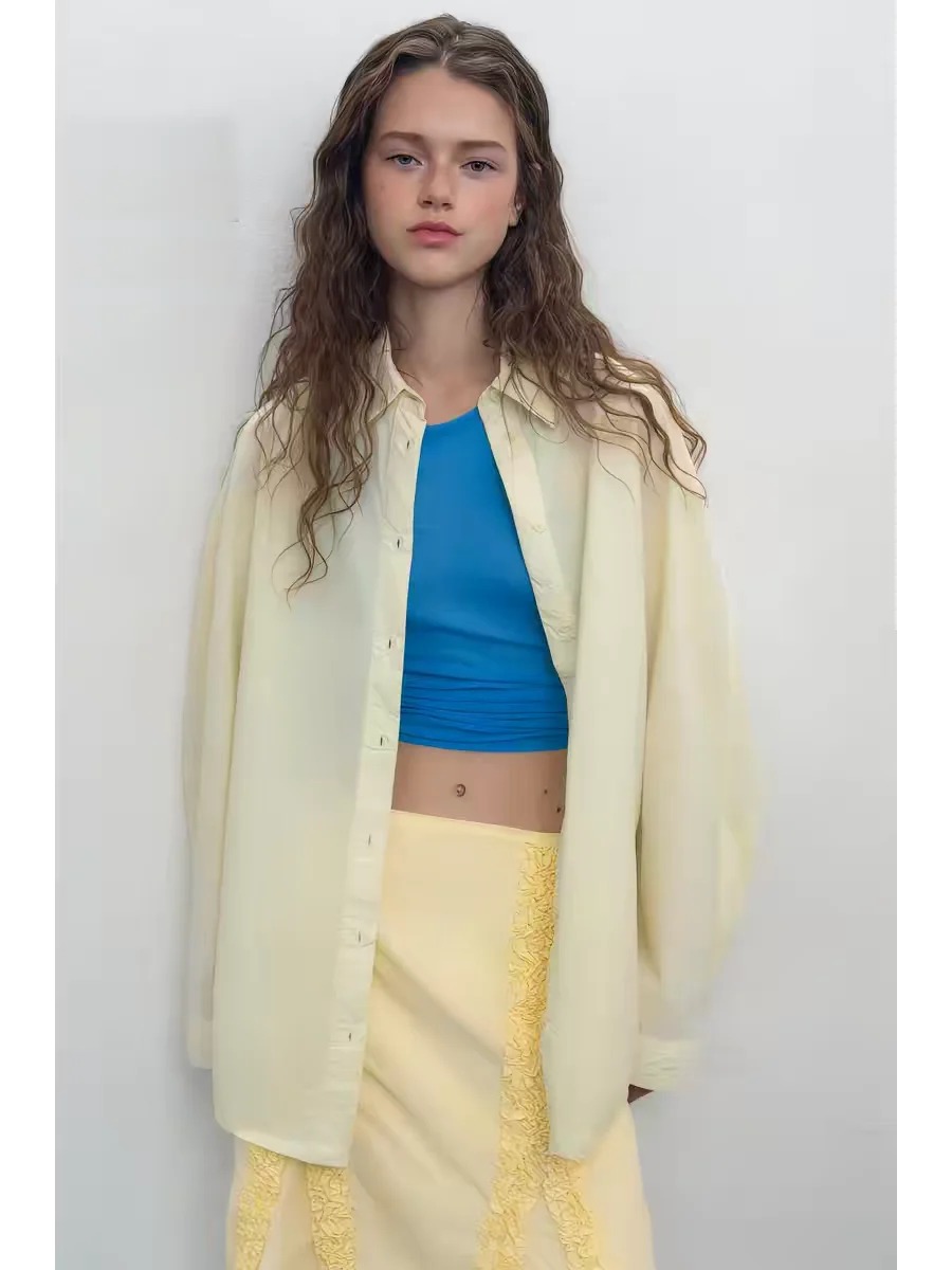 

Spring New Arrival Women's Casual Loose Long Sve Turn-down Collar Silk irt Versatile Comfortable Faionable Ethnic Sle