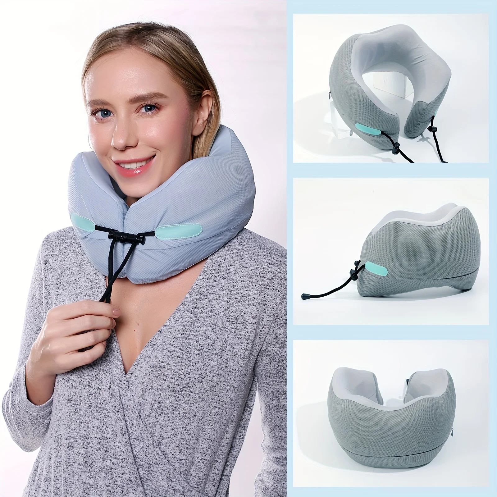 1pc ユニークな人間工学に基づいたデザインの旅行用枕首あごヘッドサポート最高の低反発ネックピロー、睡眠休息枕、-Degr