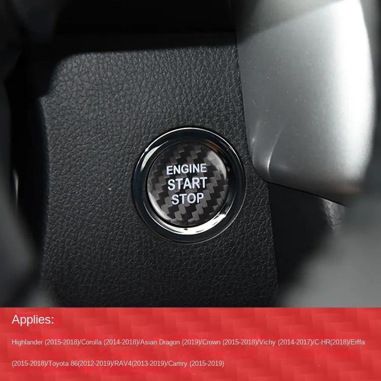 

Toyota 86 Corolla RAV4 Camry Prado Real Carbon Fiber One-Click Start Button Decorative Sticker