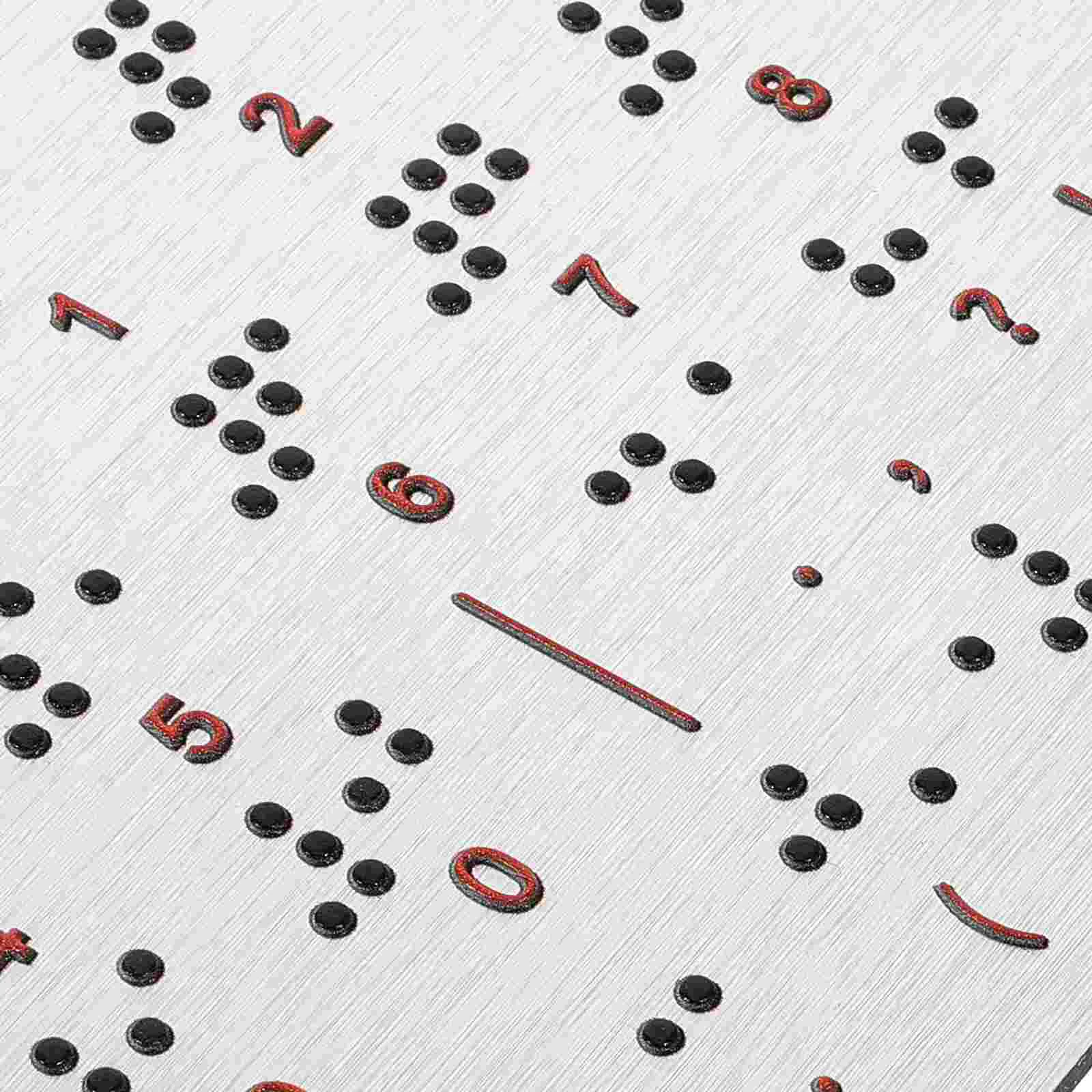 Braille alfabeto placa de aço inoxidável pontos levantados braille para iniciantes números ferramenta educacional para cegos deficientes visuais te