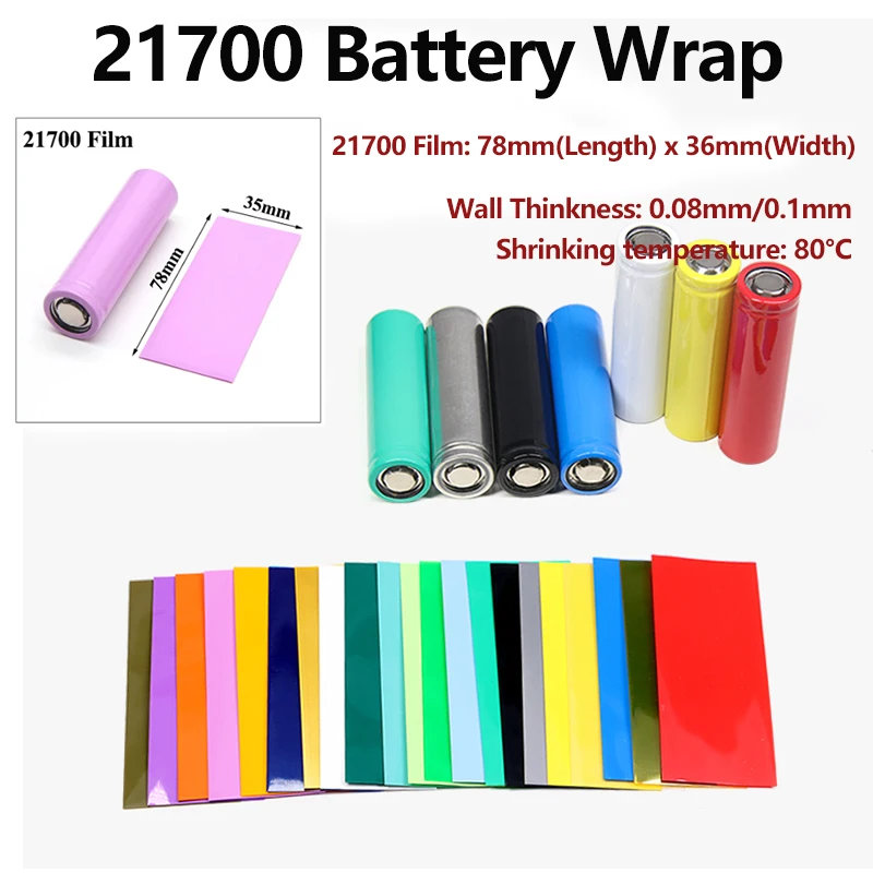

300pcs 21700 Battery Wrap PVC Pre-cut Heat Shrink Wrap Insulated Wrapping Sleeve Shrinkable Heat-shrink Tubing Battery Film Case