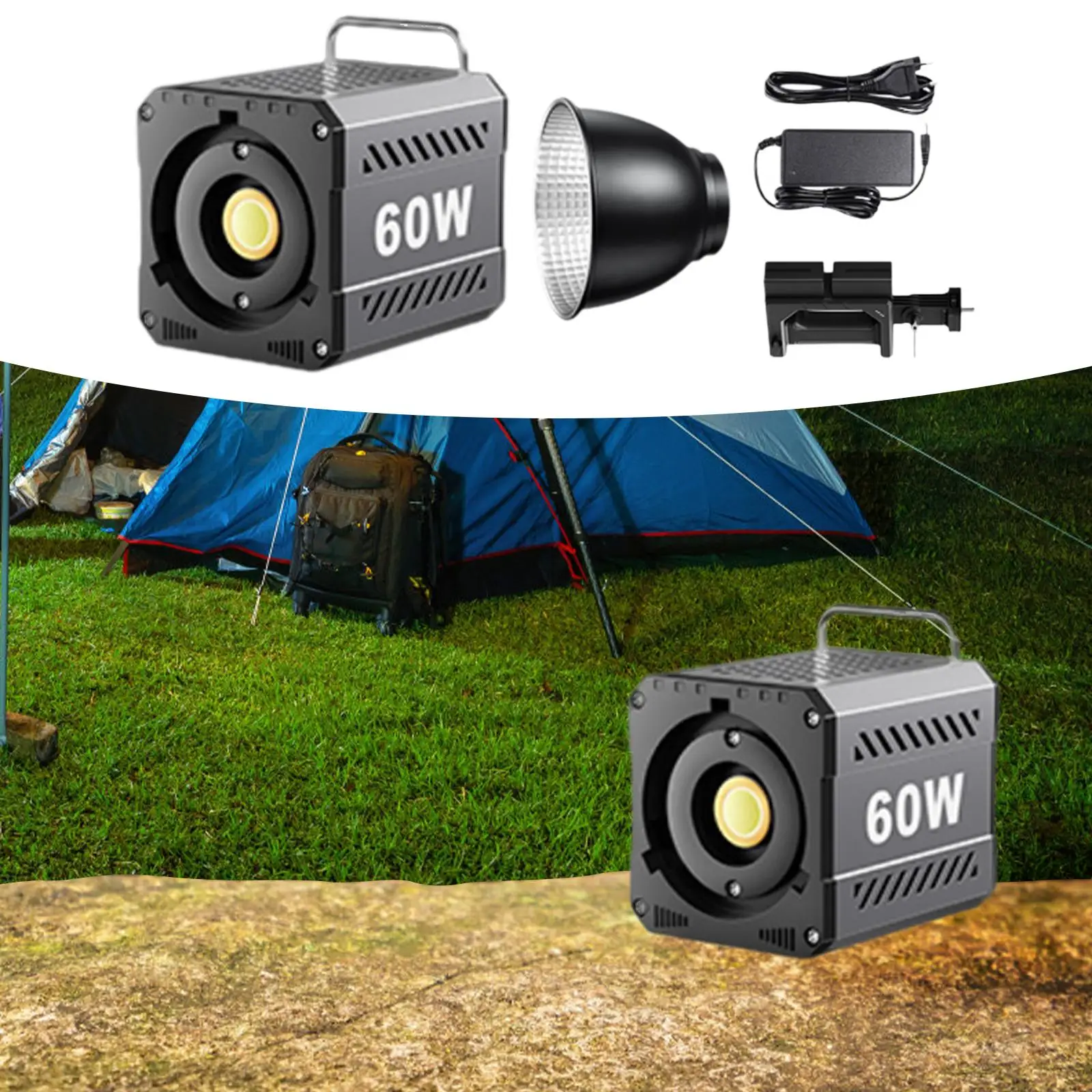 60W Cob Led Video Light Eu Adapter Continue Output Verlichting Voor Interview