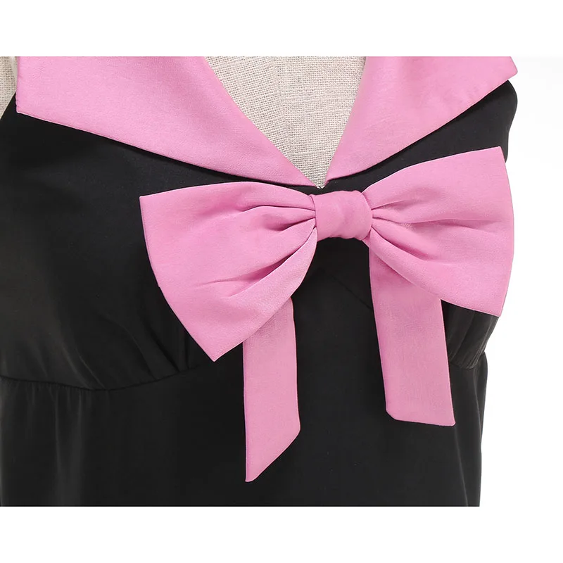 Black Backless Halter Party Dress for Women Summer Slim Swing V-Neck Elegant Vacation Style Prom Gown with Bow Vintage Fashion