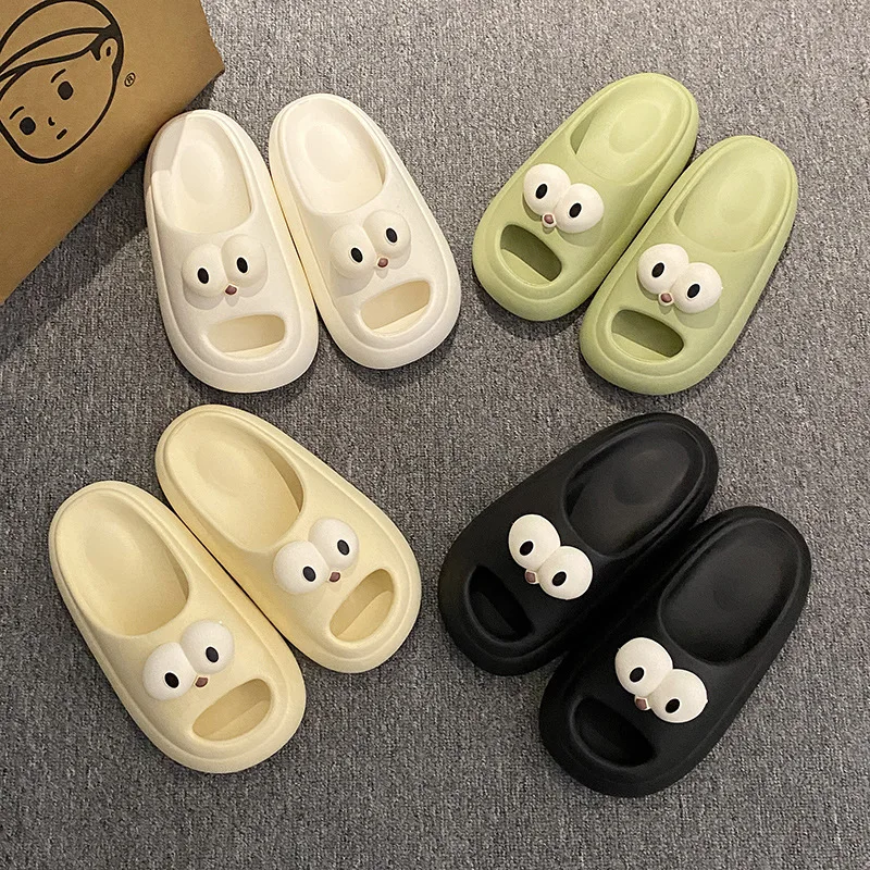 

Summer Women Big eyes sandals Home Cartoon Cloud slippers puppy bear Flip flops beach non slip house cloud shoes Men platform