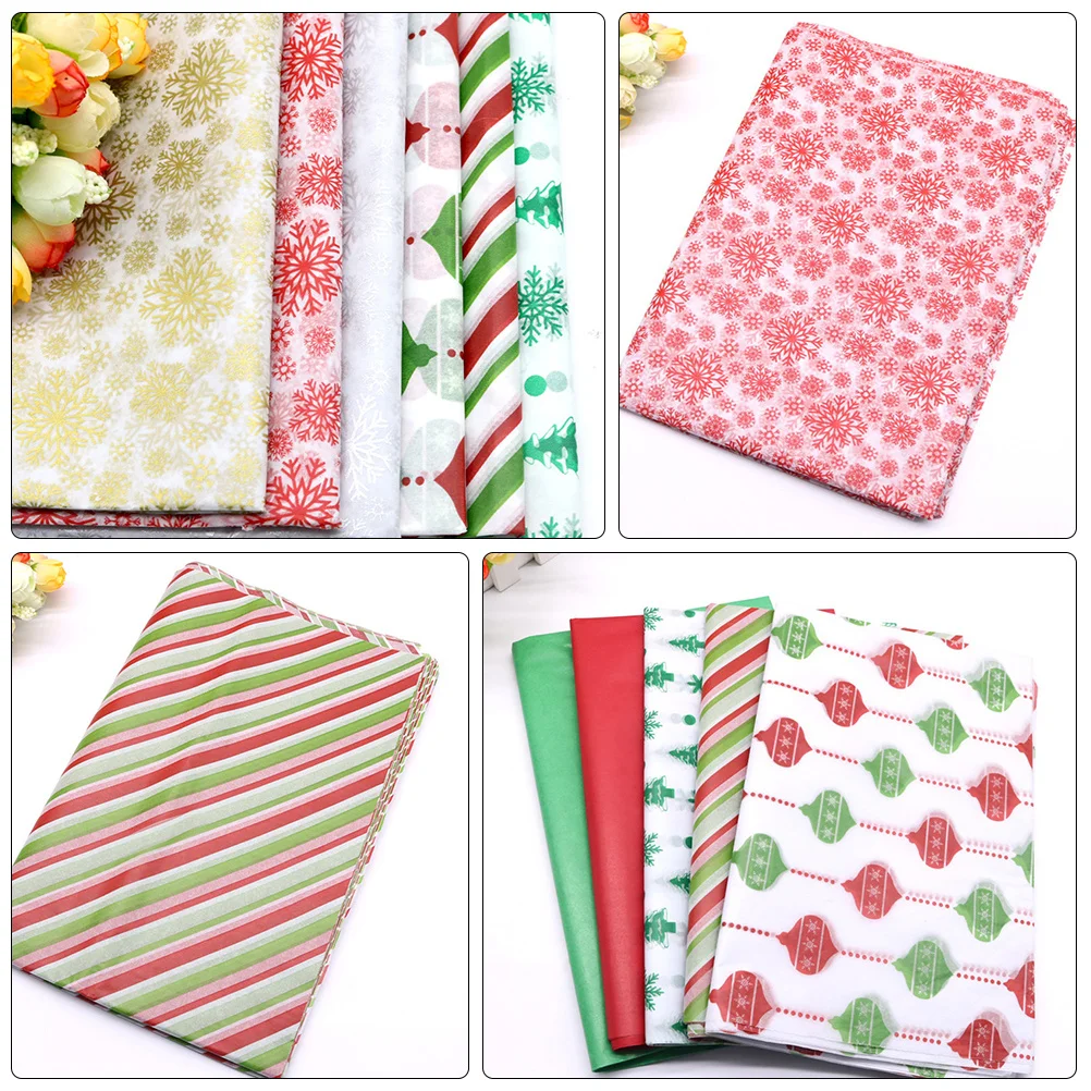 

50Pcs Christmas Wrapping Paper Tissue Paper for Gift Packaging Decorative Present Wrapping Xmas Party Supplies