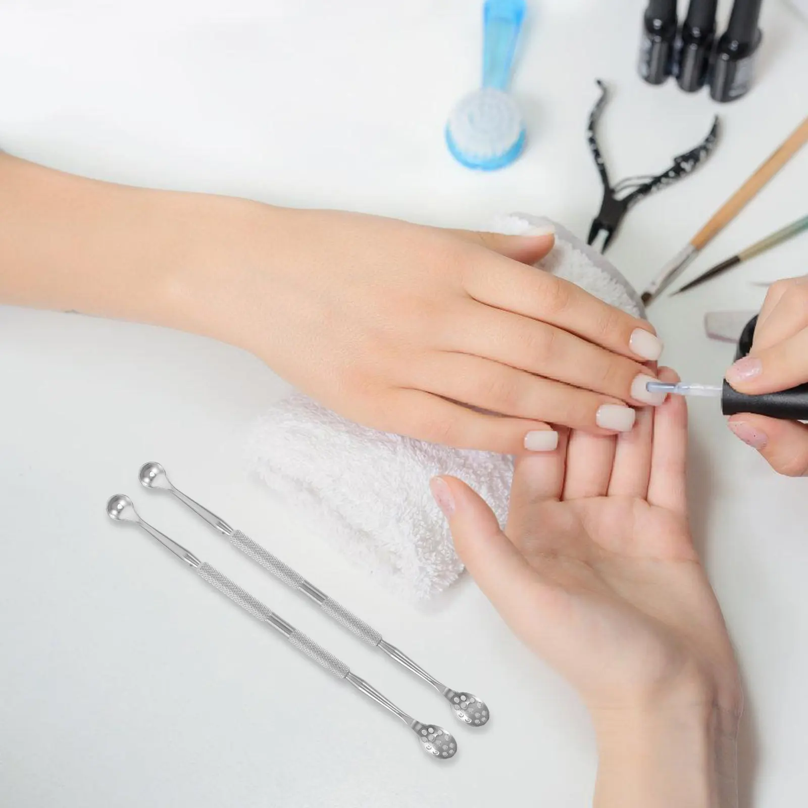 

4Pcs Stainless Steel Cuticle Pusher and Remover Dual Ended Nail Care Tool Edges for Gentle Cuticle Removal At Home Or
