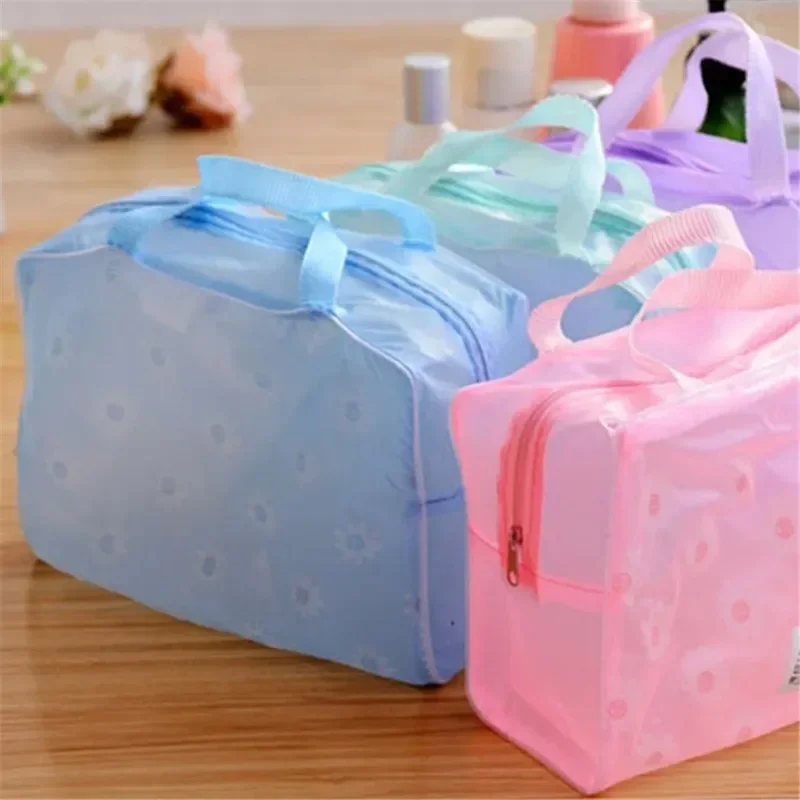 1PC Plastic Waterproof Transparent Organizer Bags Cosmetic Bags Makeup Casual Travel Toiletry Wash Bathing Storage Bags