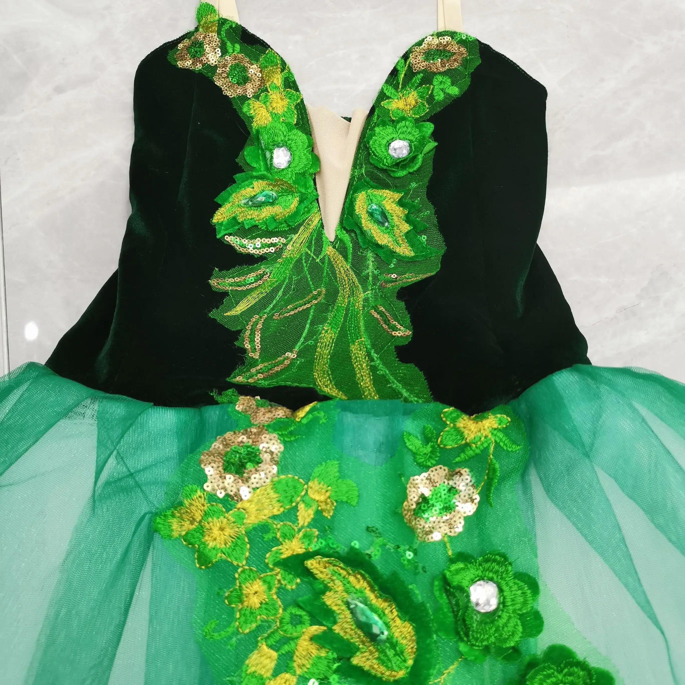 Adulto verde longo ballet tutu meninas feminino romântico ballet traje desempenho ballet dança vestido tutu saias tule dança wear