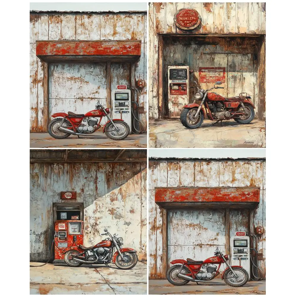 

GATYZTORY Vintage motorcycle Picture For Drawing By Numbers Landscape Painting On The Wall Home Decoration Adults Acrylic Paint