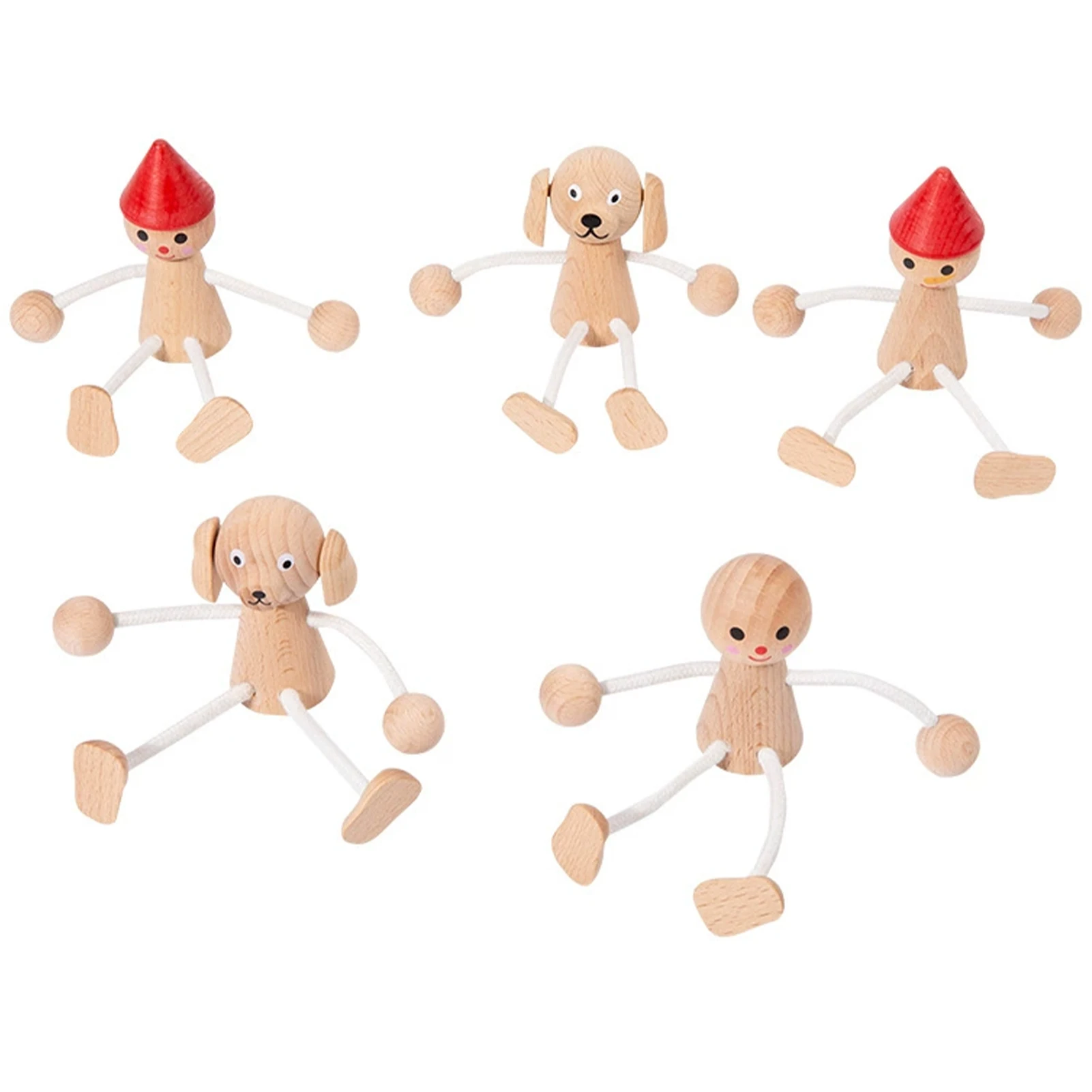 5pack/lot Wooden Man Keychain Fun And Functional Accessory For Keys And Backpacks Easy To Store Oxidation-resistant