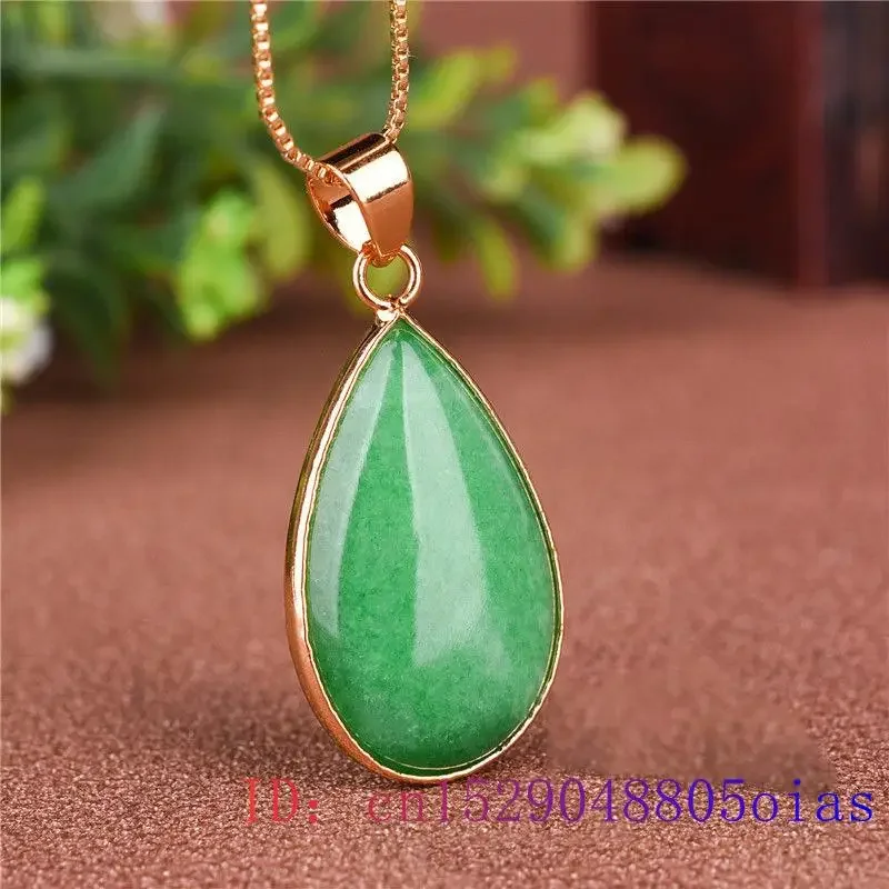 Collier pendentif goutte d'eau en Jade 925, bijoux de luxe en argent et vert naturel, cadeau de créateur chinois