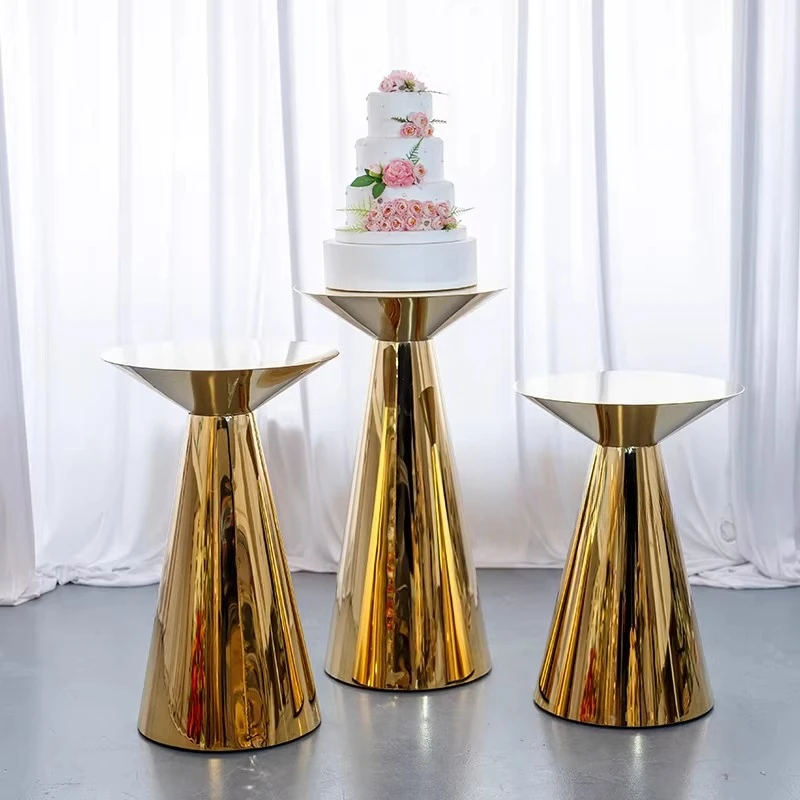 Factory custom electroplated golden mushroom head stainless steel cake table dessert table