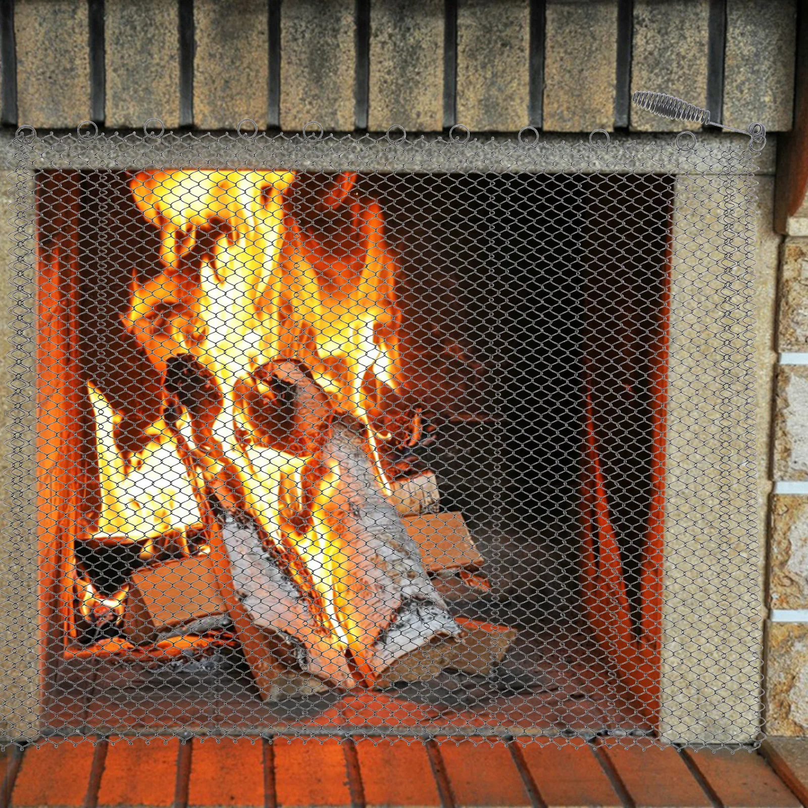 

2pcs Fireplace Panels Mesh Curtain For Fireplace Hearth Accessory Iron Hearth Accessory Metal Sparks Guard Panel