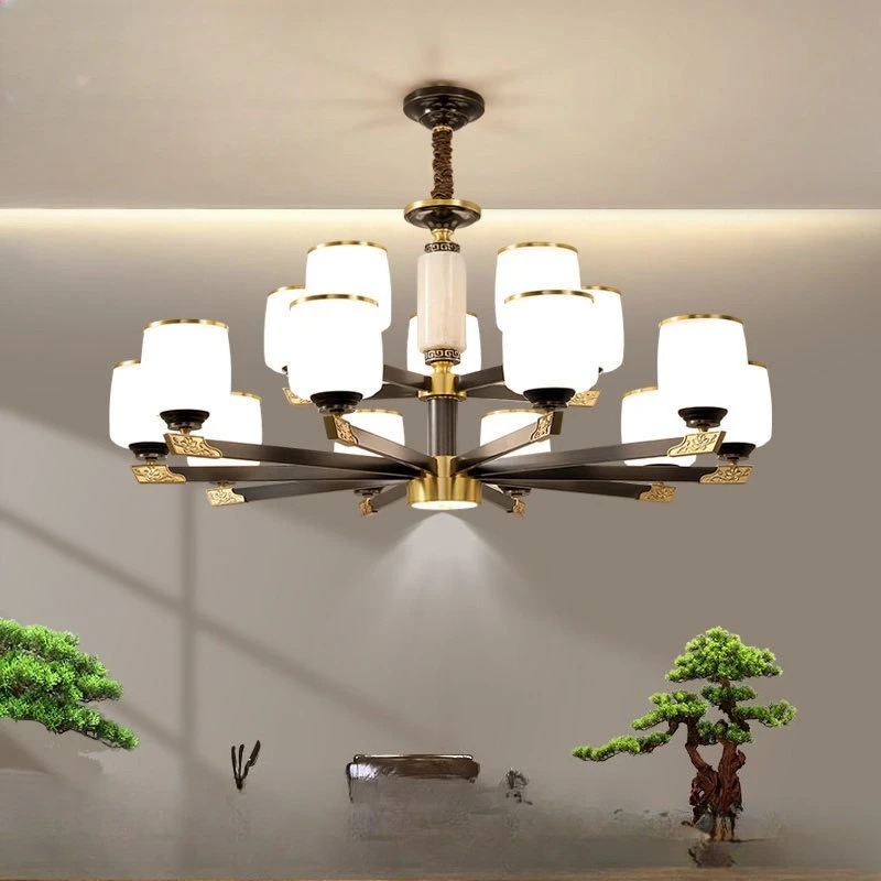 Light simple dining room light jade enamel color bedroom light atmosphere Chinese style
