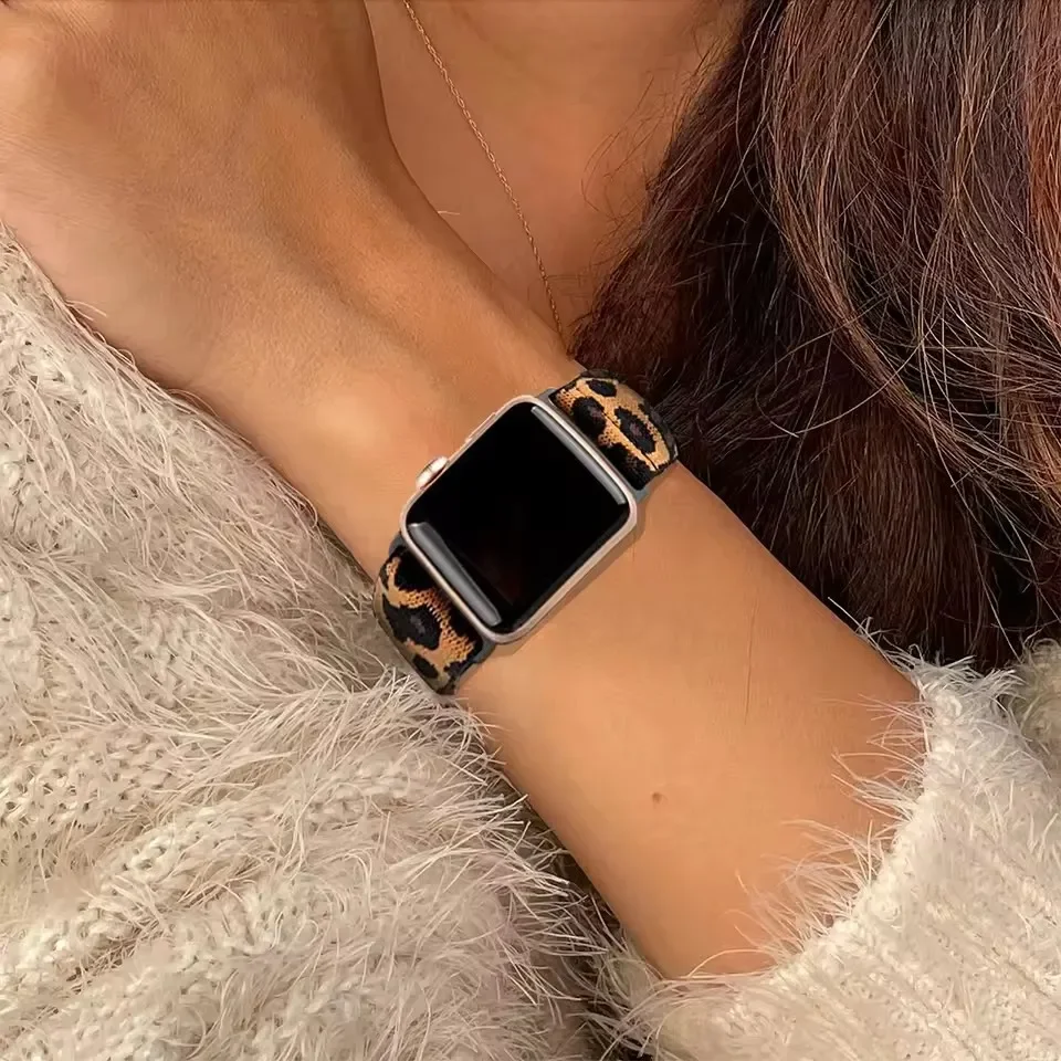موضة ليوبارد طباعة النايلون حزام قابل للتعديل ل Iwatch الفرقة 42 مللي متر 46 مللي متر 49 45 44 42 41 40 38 ل Iwatch سلسلة الترا 10 9 8 7 SE